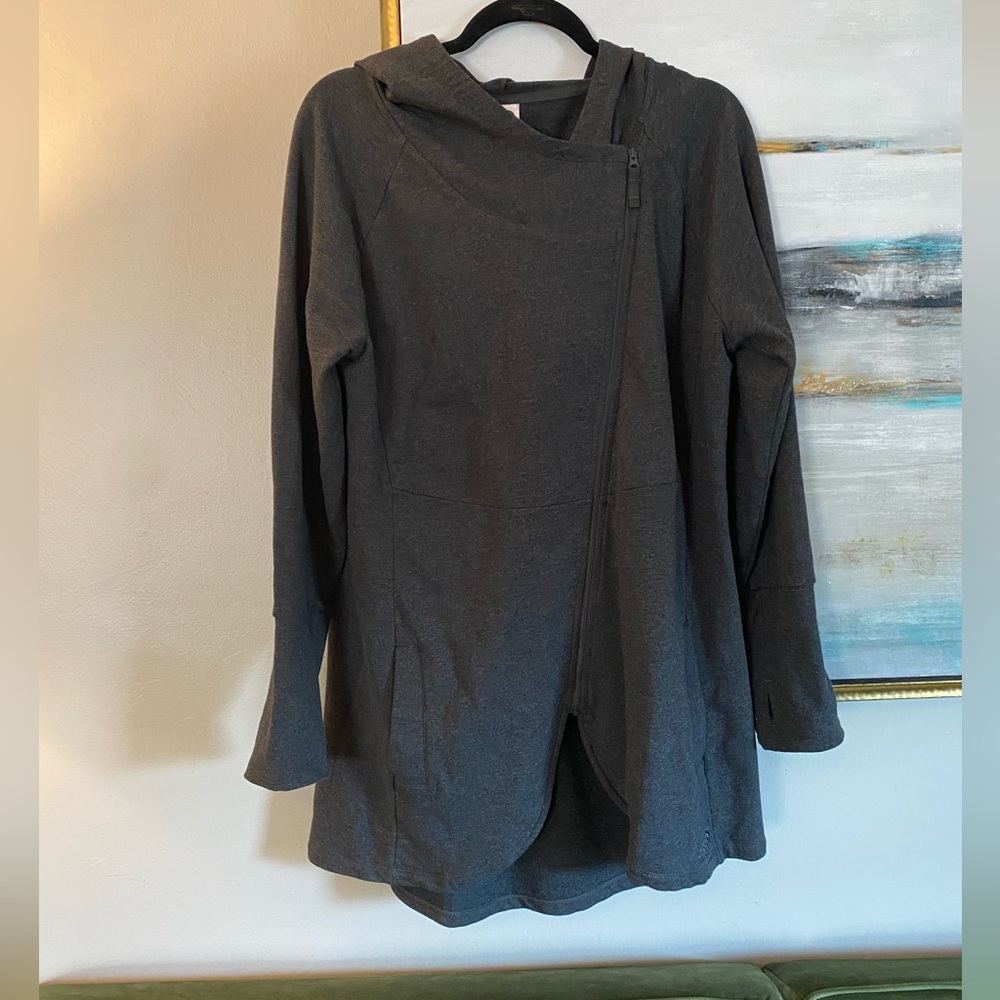 North Face dark gray asymmetrical zip hoodie